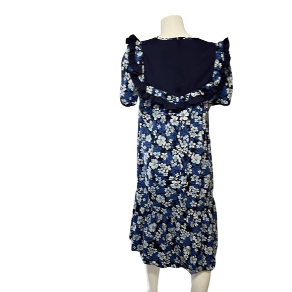 Jane M Honolulu Vintage Ruffle Collar Shift Dress Tropical Prairie Sun Size 14 - Picture 4 of 16